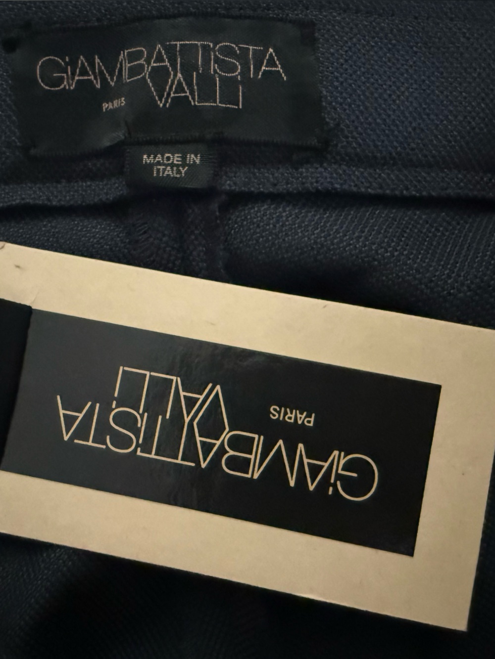 NWT GIAMBATTISTA VALLI High-Waist Wool Tailored Trousers In Navy Blue Size 38 - Picture 7 of 7